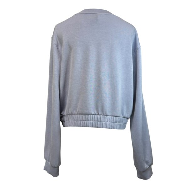 Yogalicious Blue Cropped Sweatshirt Women’s Size L Modal Blend Pullover - Picture 5 of 7